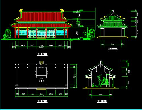 寺庙天王殿施工图免费下载 园林古建